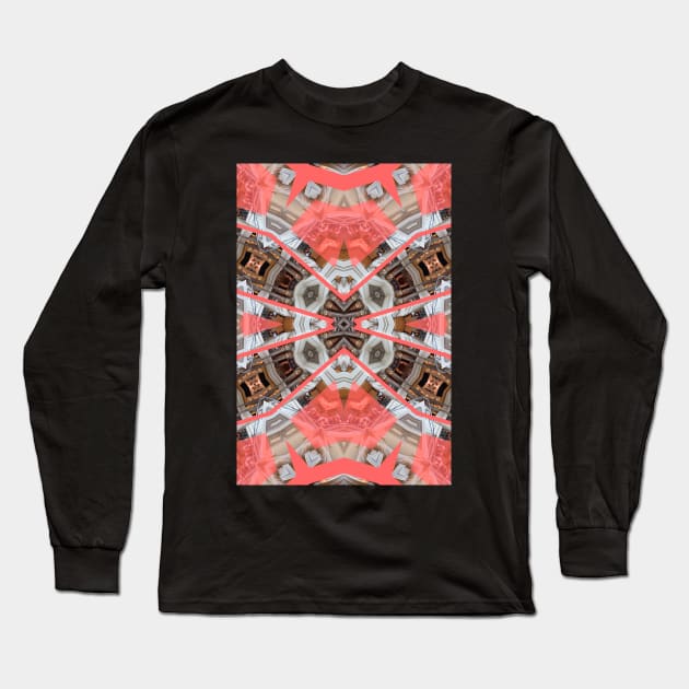 Living Coral Pantone Colour of the Year 2019 pattern decoration with neoclassical architecture Long Sleeve T-Shirt by Reinvention
